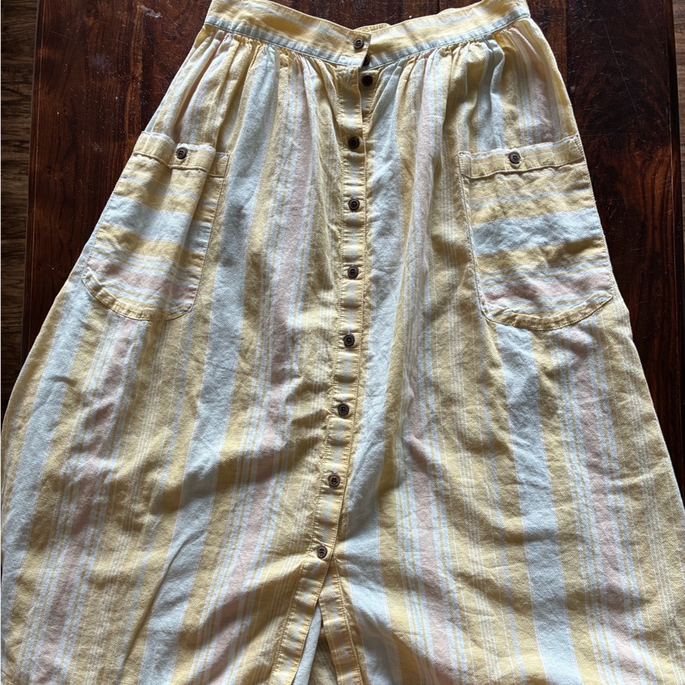 Patagonia A-Line Skirt in Cream, Yellow and Light Pink Stripes